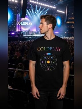 Coldplay NWOT Black 2025 Tour Unisex 2xl T-Shirt . Front/ Back Graphics. Mens XL